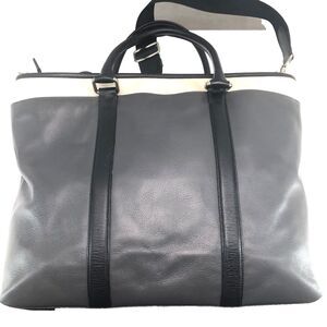 COACH Perry Business Tote Crossbody Strap Gray Cream Black Leather 57568